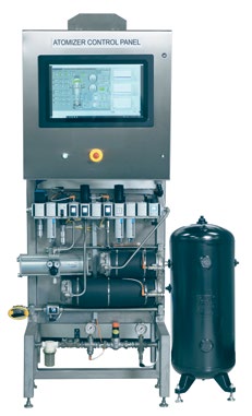 Control panel for air bearing atomizer