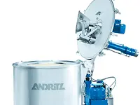 Vertical centrifuge with large opening area for inspection